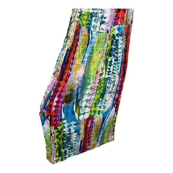 JAMS WORLD small paint abstract tie dye Aztec maxi dress pockets, pleated - Picture 4 of 9